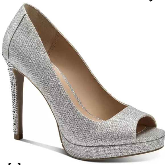 Thalia Sodi Lenna Beaded Heel Pumps Silver -7 - Picture 1 of 9